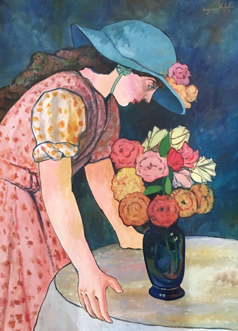Suzanne Valadon (1928): watercolor framed painting, 29.75" x 21.75', with frame 44.50" x 36", excellent condition.