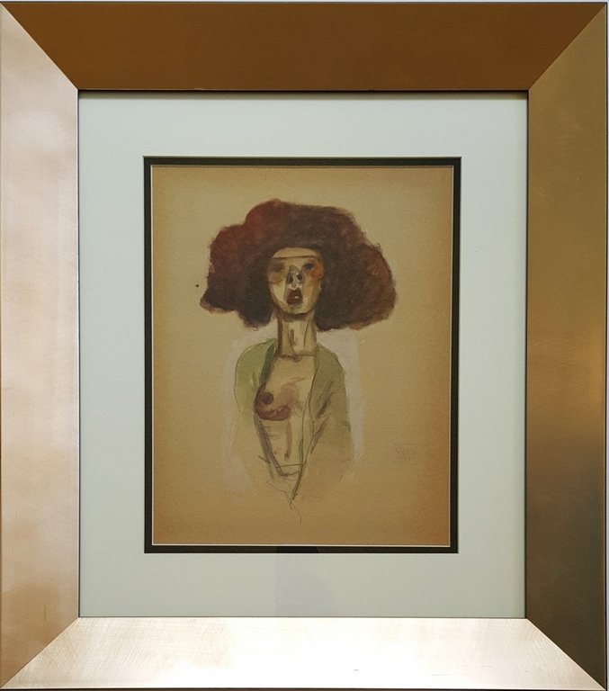 Egon SCHIELE (1890-1918): Gouache on paper 12,5/8 x 10 in. Private collection