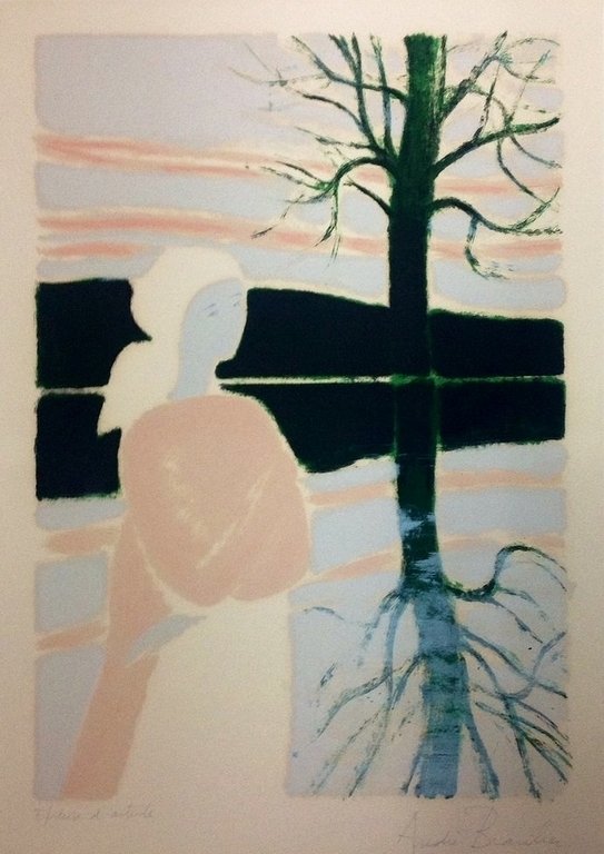 ANDRE BRASILIER (French, born. 1929) (Attrib.): Title: Â“Impression du soirÂ”, Medium: Lithograph Limited Edition (EPREUVE DÂ’ ARTISTE), Date: 1958, SizeÂ : 25 x 19 in. (Framed Art) Private Collection.