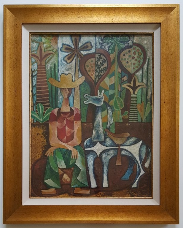 Mario CARRE‘O (1913-1999). Cuba: Mixed media on cardboard, 23.1/2 x 17.3/4 in. Dated 1946. Signed on bottom right. Excellent condition. Framed. Private collection.