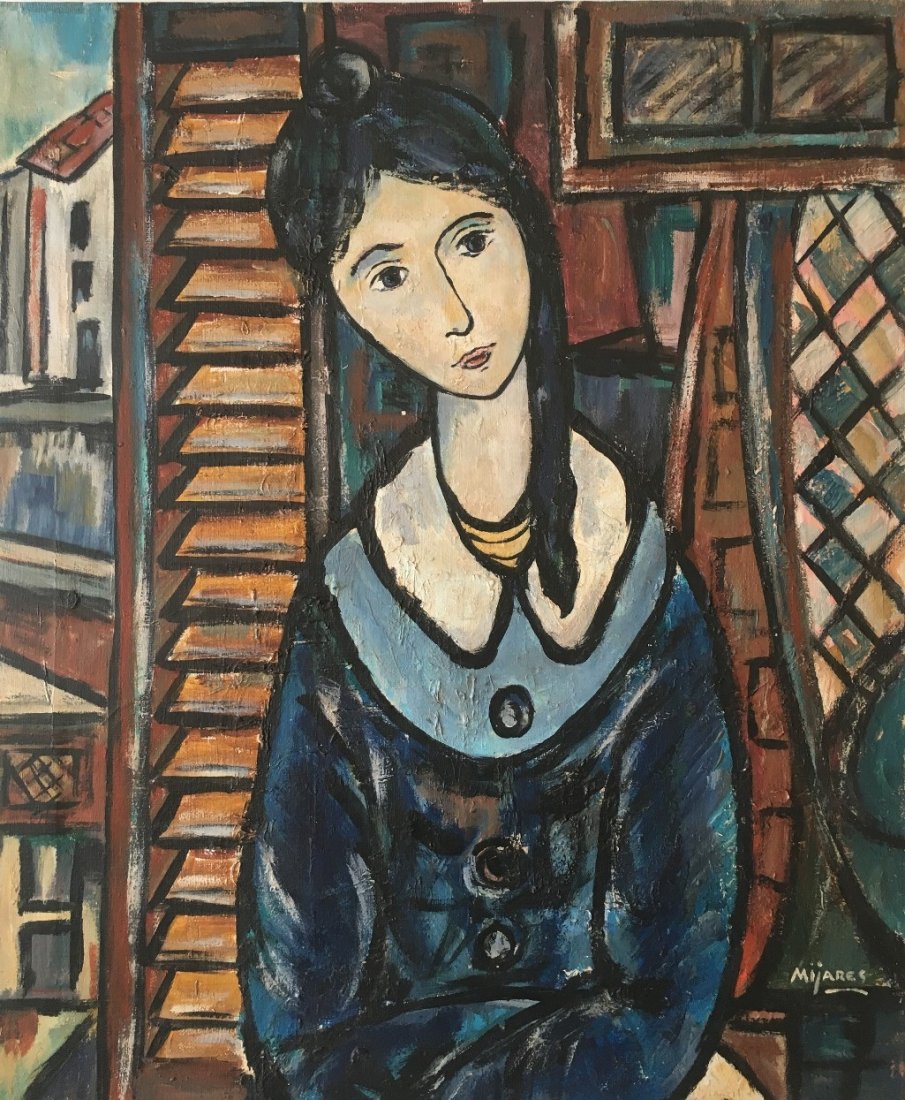 JOSE MARIA MIJARES CUBAN ART: Oil on canvas, undated, 24 x 20 inches. Good condition