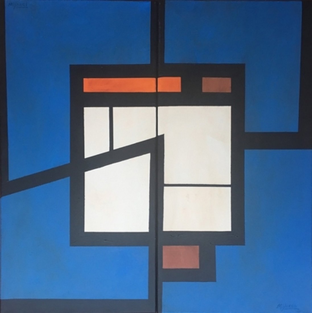 JOSE MARIA MIJARES CUBAN ART: This work is a Diptych Oil on canvas, undated, 24 x 24 inches, (each panel is 24 x 12 inches). Good condition