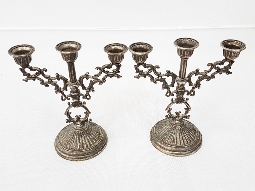 ANTIQUE MINIATURE METAL CANDELABRA SET (1 of 1)