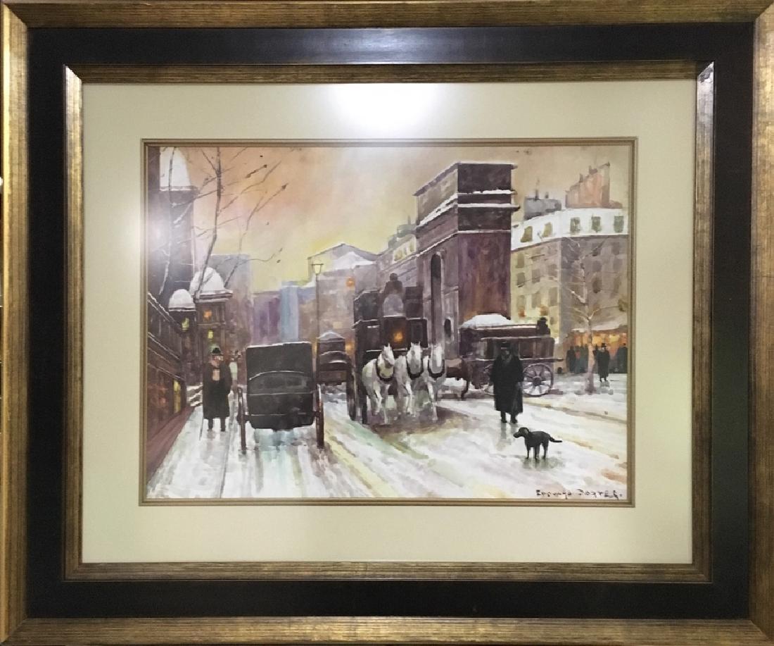EDOUARD CORTES (attrib) WATERCOLOR: WATERCOLOR ON PAPER FRAMED PAINTING WITH COA 43" X 30" AND WITH FRAME 57" X 43" IN EXCELLENT CONDITION FROM PRIVATE COLLECTION.