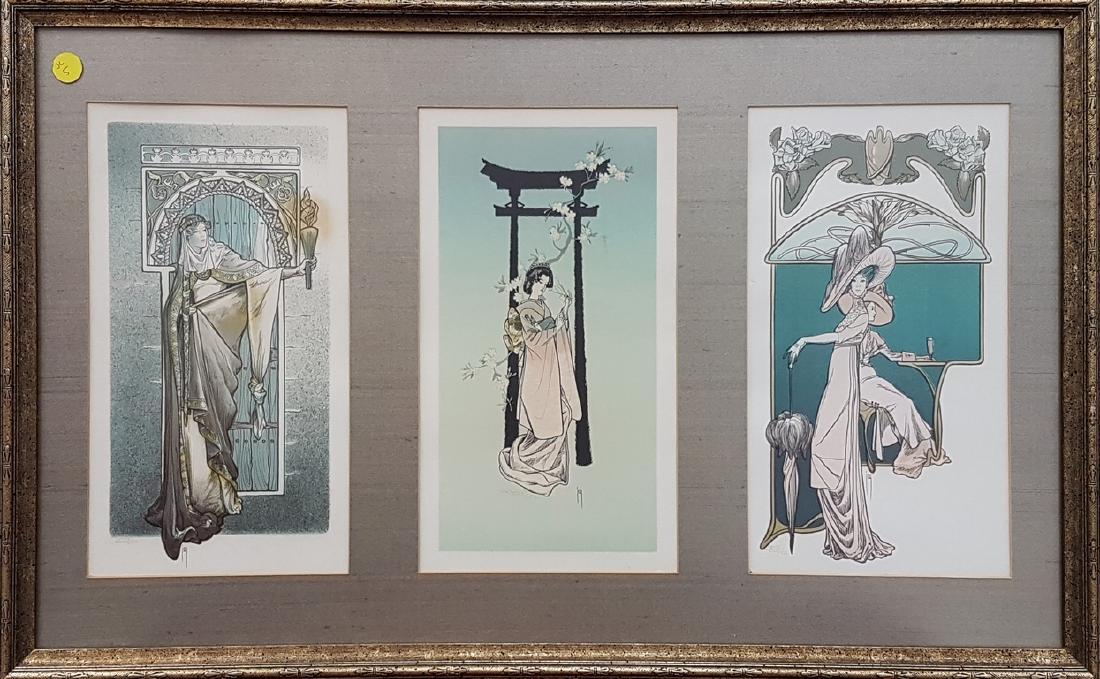 Art Deco Signed Color Litograph Joy Dun: 12"x24" Private Collection Excellent Condition