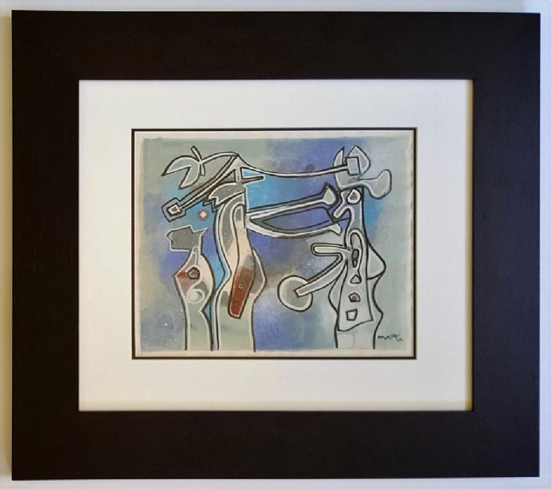 (Attr.)Roberto MATTA gouache on paper signed painting (1 of 3)