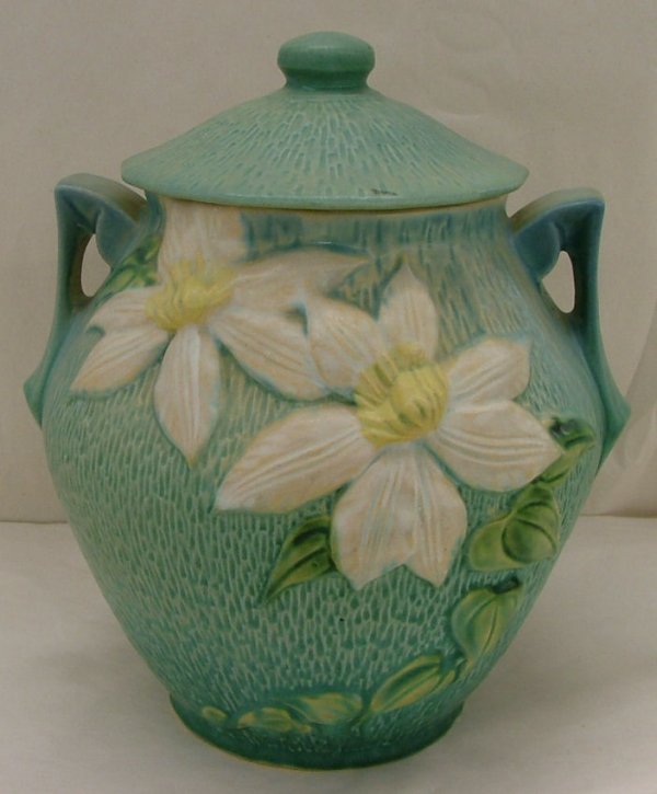 Roseville Clematis cookie jar, 3-8: Roseville Clematis cookie jar, 3-8