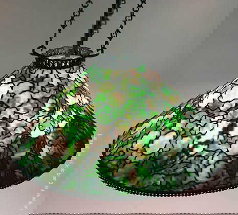 122 Tiffany Studios Leaded Glass Chandelier Hydrangea