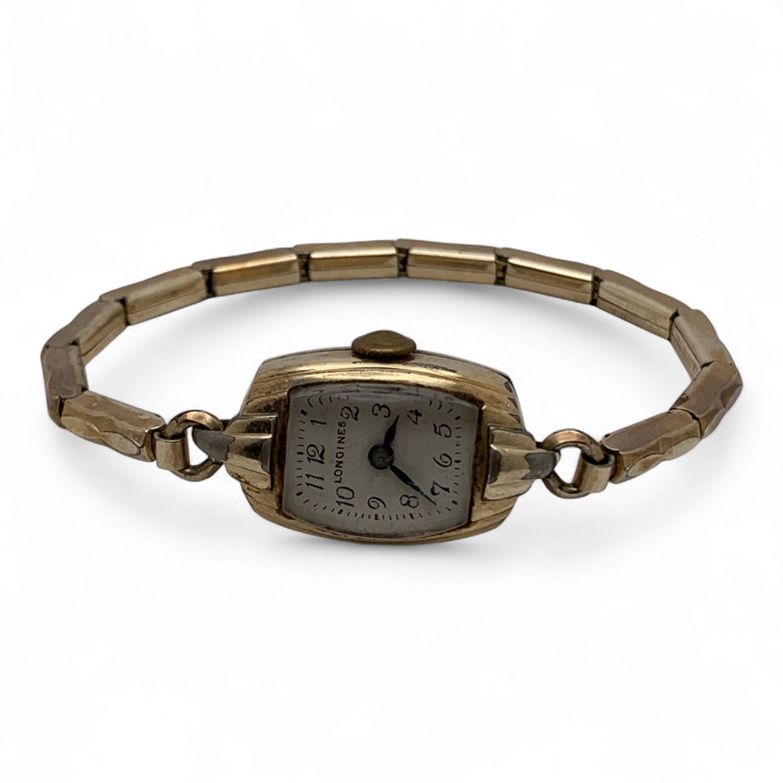 Longines 10k Gold Filled Stretch Band Wrist Watch: Marked On Face: Longines - Marked On Back Case: 10k Gold Filled,case And Times In U. S. A. By Longines, 9051574 - Marked On Band: Duchess, 1/20 10k Ge - 1/2" Face Diameter - 11.9 Grams