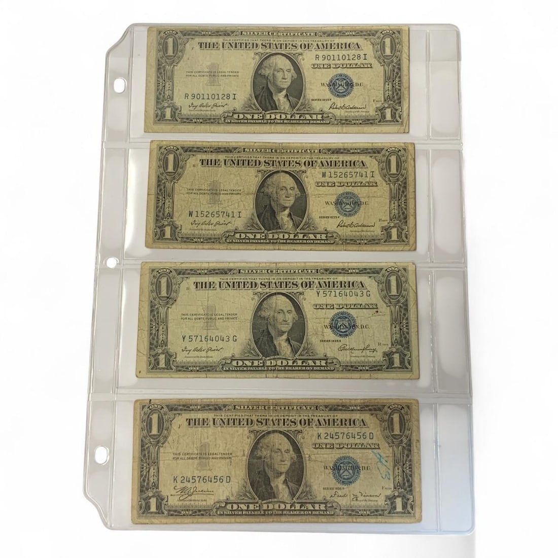 4 1935 Silver Certificate Blue Seal $1 Notes (1 of 2)