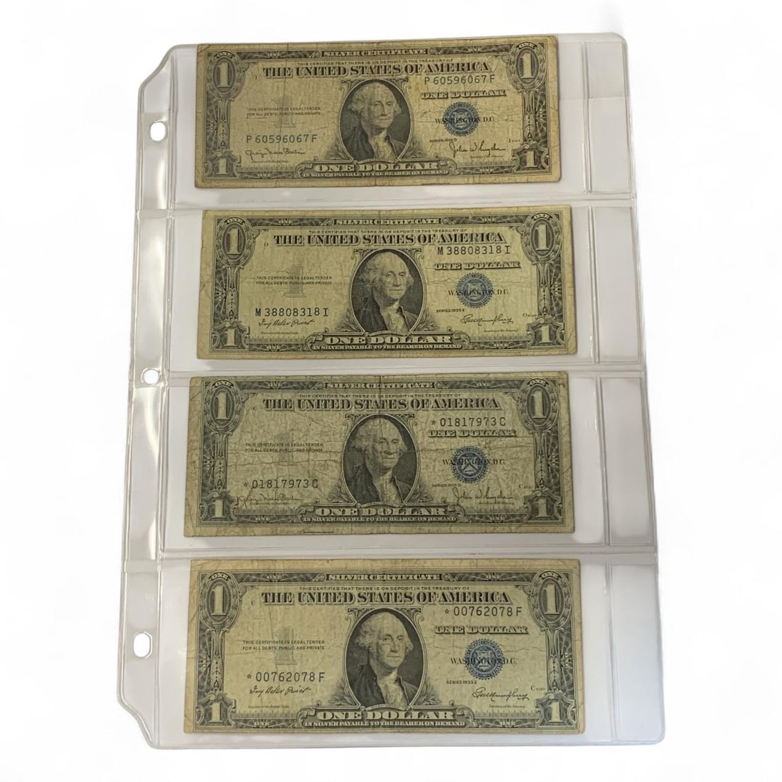 4 1935 Silver Certificate Blue Seal $1 Notes (1 of 2)