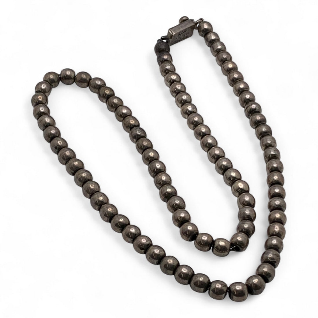 Mexico Sterling Silver Beaded Necklace: Marked 925 - 19 3/4" Long - 43.8 Grams