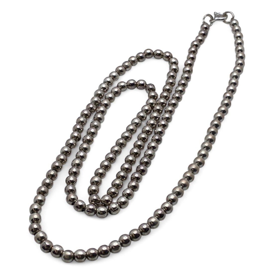 Sterling Silver Beaded Necklace: Marked 925 - 24 1/8" Long - 18.6 Grams