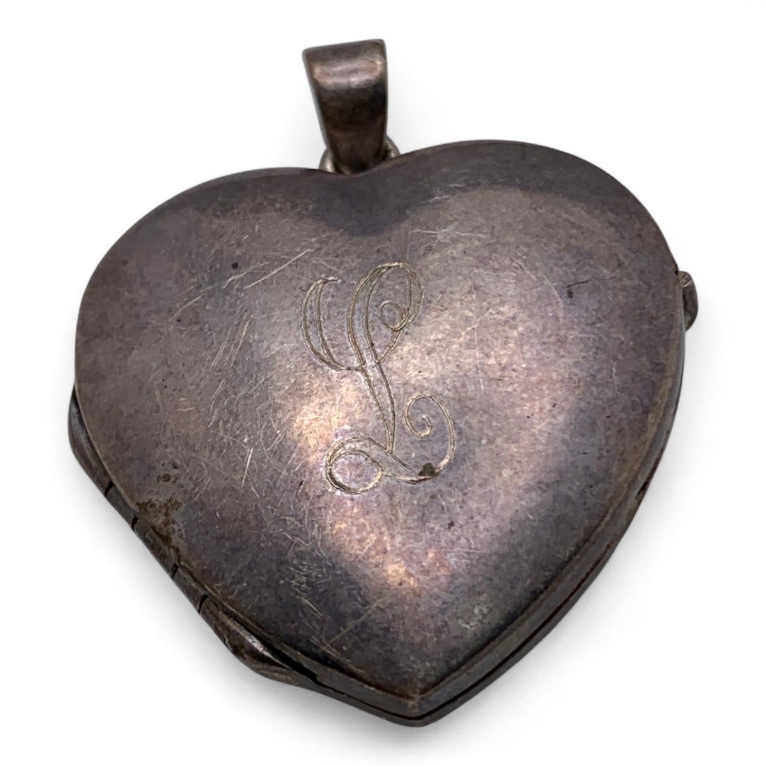 Silver Heart Pendant Locket: Tests Silver - 1 3/8" Long - 8.5 Grams