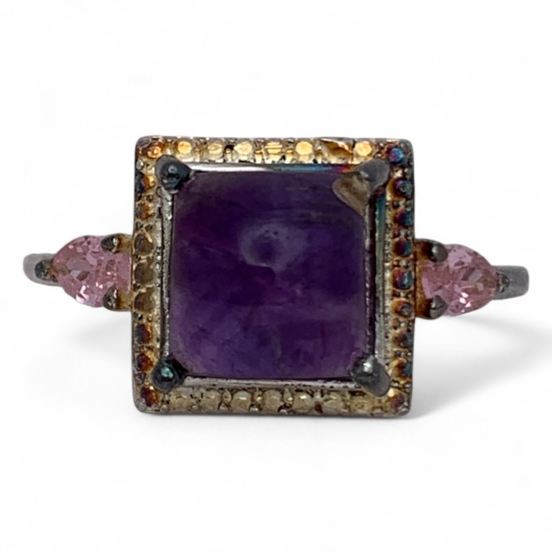 Sterling Silver Ring With Purple & Pink Stones (1 of 7)