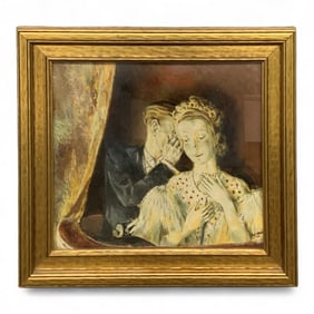 Gert Wollheim Oil On Board, In The Theatre Box