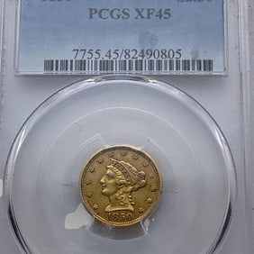 Xf45 1850 Capped Liberty Head $2 1/2 Gold Coin