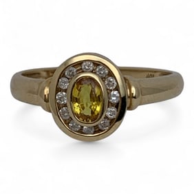 10k Yellow Gold Diamond & Yellow Sapphire Ring