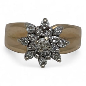 18k Yellow Gold & Diamond Cluster Ring