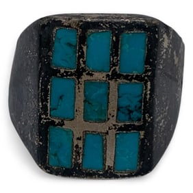 Silver Ring With Blue Stones