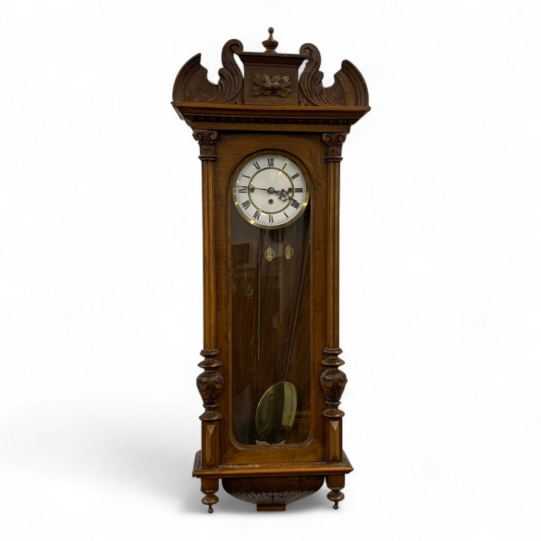 Regulator Wall Clock: Approx. 45" Total Height. 17" Wide.
