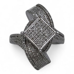 Sterling Silver Ring W Clear Stones