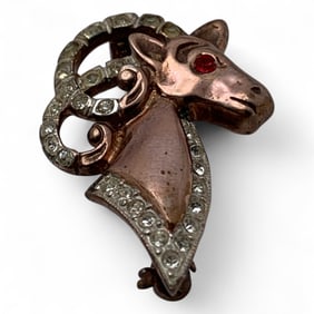 Sterling & Rose Gold Vermeil Ram's Head Pin