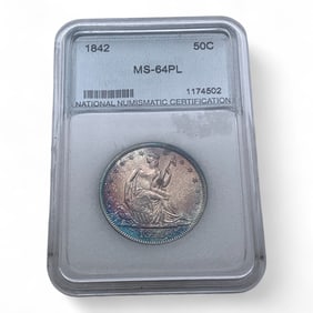 Ms64 Pl 1842 Seated Liberty Silver Half Dollar