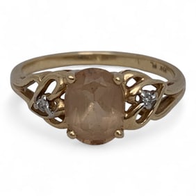 10k Yellow Gold Diamond & Topaz Ring