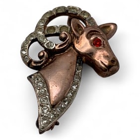 Sterling & Rose Gold Vermeil Ram's Head Pin