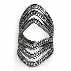 Sterling Silver Ring With Clear Stones