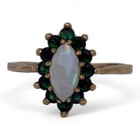 10k Yellow Gold Opal & Green Stone Ring