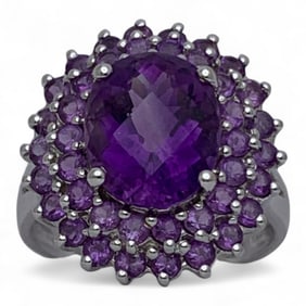 14k White Gold & Amethyst Ring