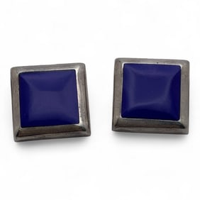 Sterling Silver & Blue Stone Earrings