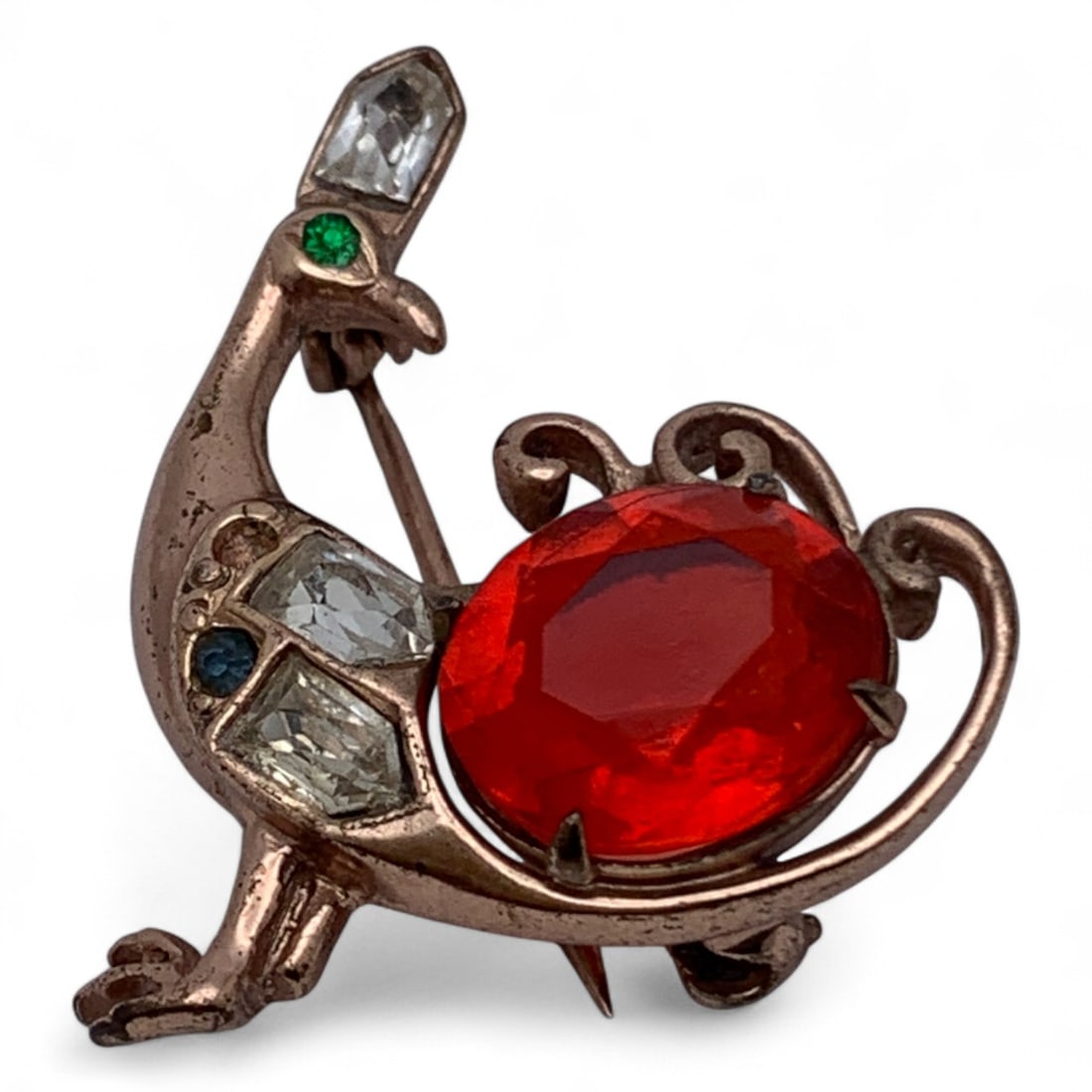 Sterling Silver & Rose Gold Vermeil Bird Pin: 1 1/8" Long Test sterling silver. rose gold vermeil over silver. 5.6 g. total weight.