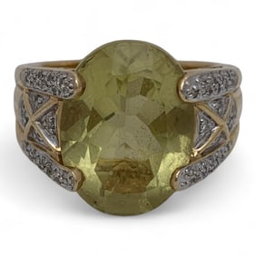 14k Yellow Gold Diamond & Yellow Citrine Ring