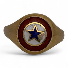 C D Baker Co 10k Yellow Gold Enameled Ring