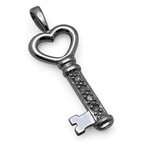 Sterling Silver & Diamond Key Pendant
