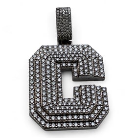 Heavy Silver Pendant W Clear Stones