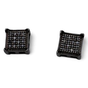 Sterling Silver Earrings With Black Stones