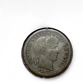 1907 S Silver Barber Dime