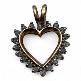 10k Yellow Gold & Diamond Heart Pendant