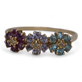 14k Yellow Gold Ring With Precious Stones
