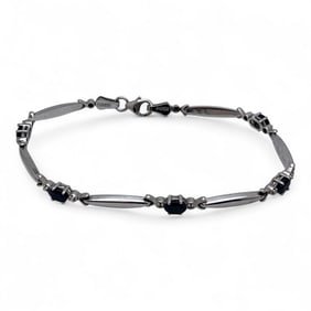 10k White Gold Diamond & Sapphire Bracelet
