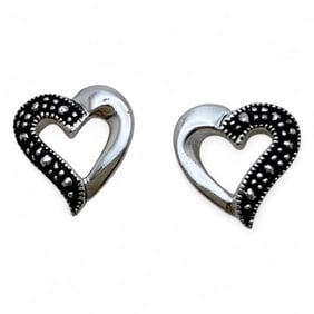 Pair Of Sterling Silver Heart Earrings