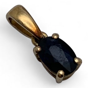 10k Yellow Gold & Blue Sapphire Pendant