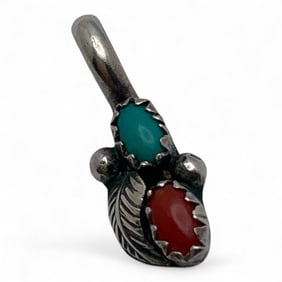 Sterling Silver Pendant W Red & Blue Stones