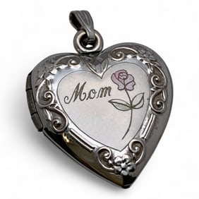 10k White Gold Heart Pendant Locket
