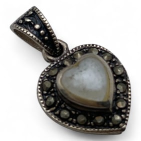 Sterling Marcasite & Mother Of Pearl Pendant