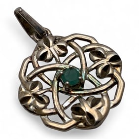 Sterling Silver Pendant With Green Stone